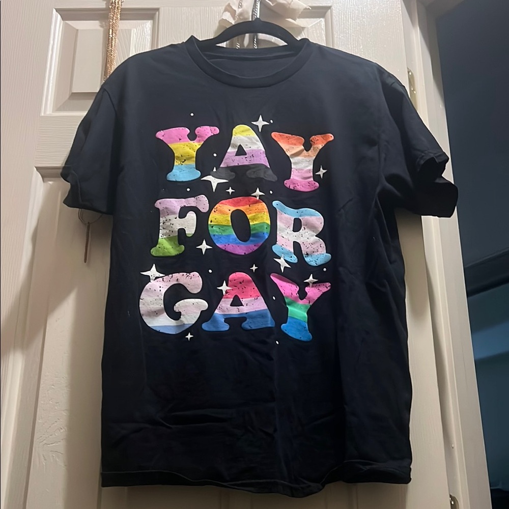 Spencer's Black Tee with Rainbow Print